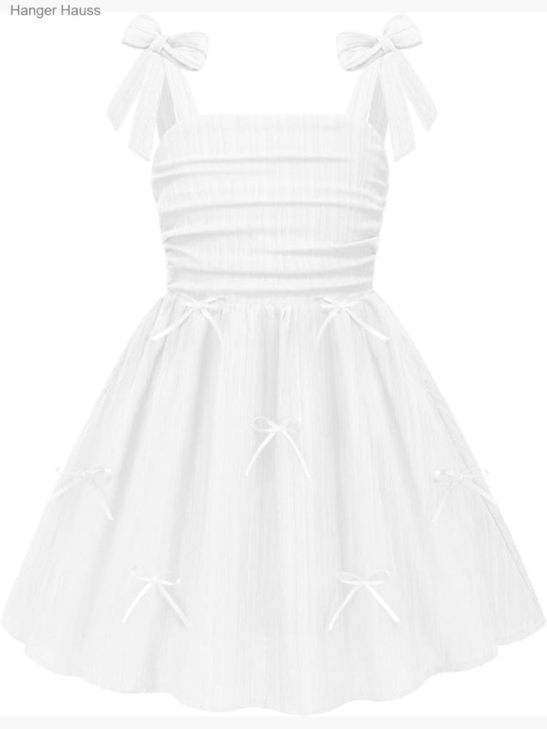 Ruched Smocked Back Spaghetti Strap Bow Boho Beach Party Sundress